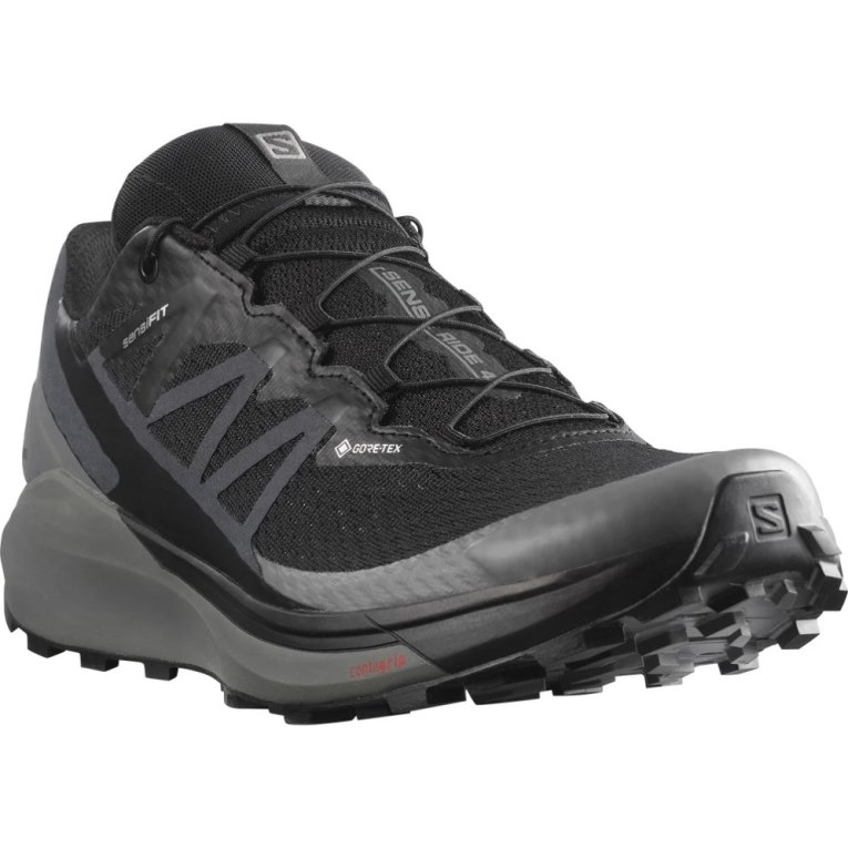 Black Salomon Sense Ride 4 GTX Invisible Fit Men's Trail Running Shoes | PH 20461V